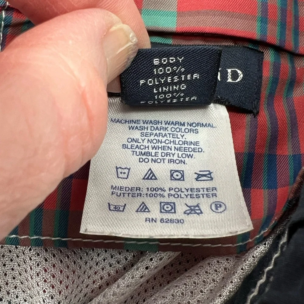 LAND’S END SWIM TRUNKS NWOT RED BLUE GREEN‎ PLAID, MESH LINER, DRAWSTRING WAIST